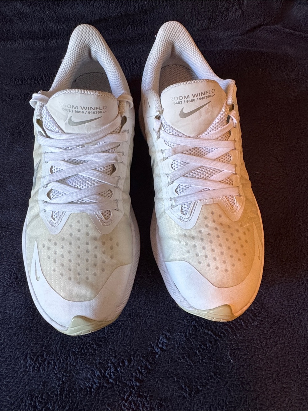 Nike White and Light Tan Zoom Winflo Running Shoes